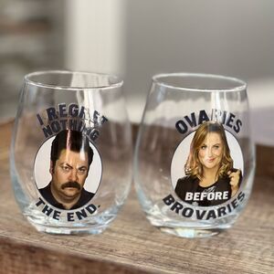 Parks and Recreation NBC Stemless Wine Glass Gift Set